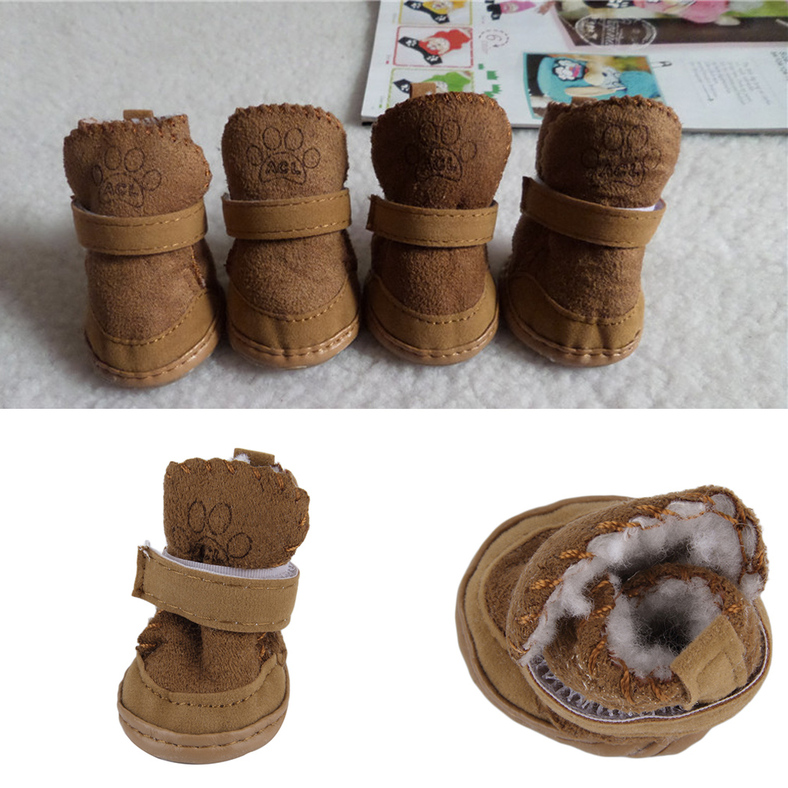 Lovely Winter Warm Pet Dog Shoes Anti Slip Snow Boots For