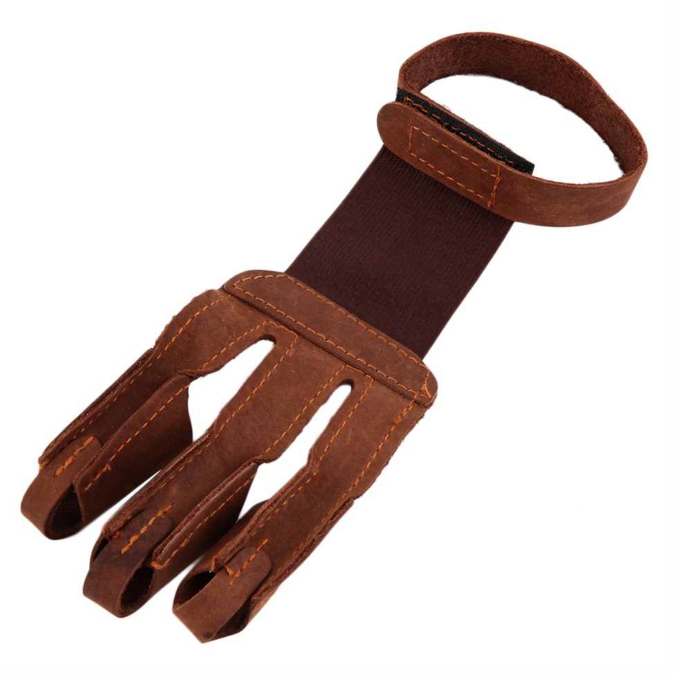 Archery finger protect glove 3 finger pull bow arrow leather shooting gloves CL