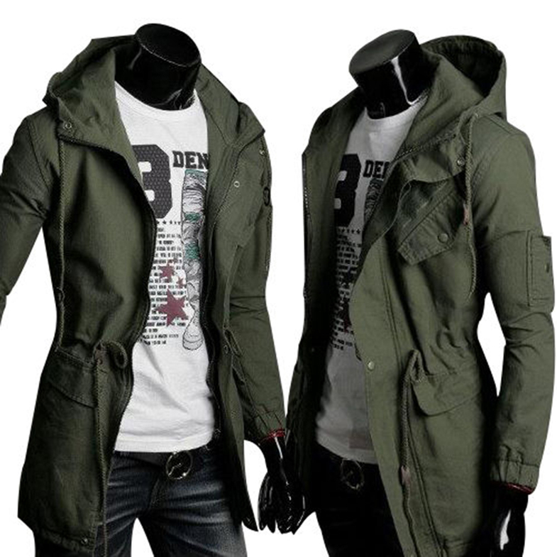 Mens Skinny Trench Coat Tradingbasis Mens Slim Fit Coat Hoos Long Parka Trench Hooded